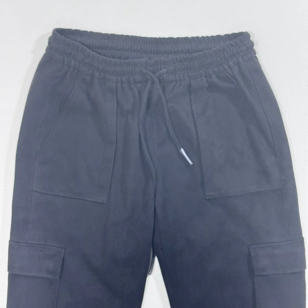 Zara Cargo Velour Suede Jogger Pants Black XS Relaxed Streetwear Minimalist - Picture 3 of 11